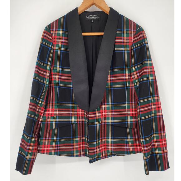 J. Peterman Royal Stewart Tartan Plaid Tuxedo Blazer Women’s Size 12 - Picture 10 of 10